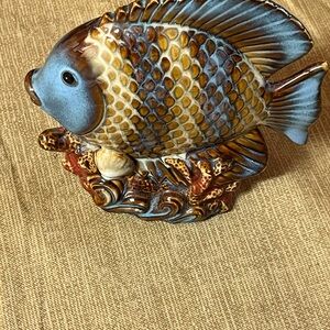 Ceramic Fish Figurine - Blue and Brown